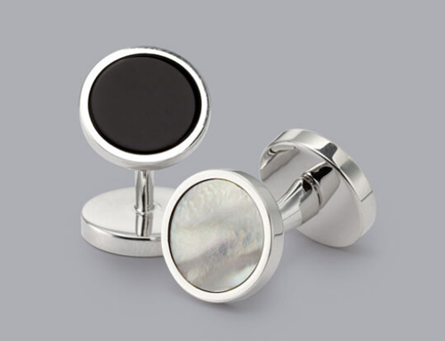 The 10 Best Cufflinks for Men in 2023-Charles Tyrwhitt Mother of Pearl and Onyx Evening Cufflinks